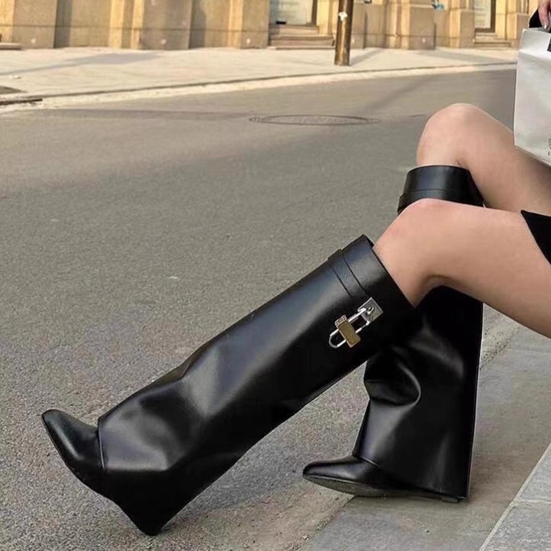 Women'S Fashion Knee High Boots - أحذية نسائية جديدة بكعب ويدج تصل