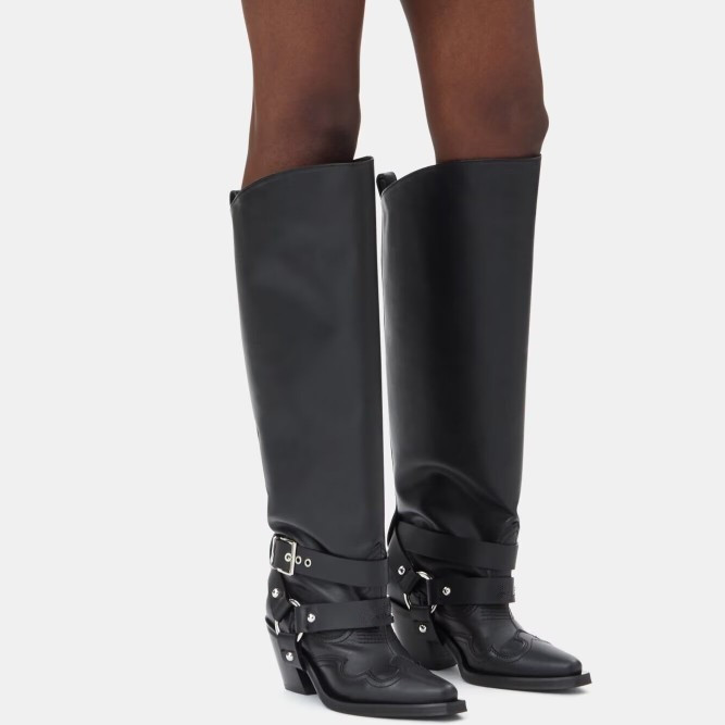 المرأة جلد أسود الركبة عالية أ - مراجعة Women'S Fashion Knee High Boots وسعره